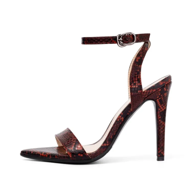 

2019 spring and summer new snake pattern sexy high-heeled sandals pointed toe toe