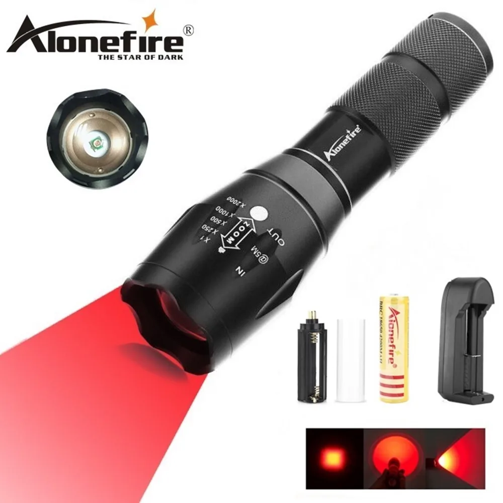 AloneFire E17 Zoomable Scalable CREE LED Red Light Flashlight Red Tactical Light hunting Red Light Torch For Fishing Detector AloneFire E17 Zoomable Scalable CREE LED Red Light Flashlight Red Tactical Light hunting Red Light Torch For Fishing Detector