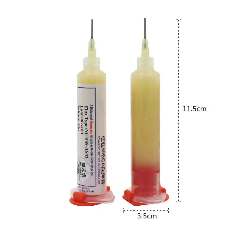 

1/2pcs/lot Needle Shaped 10cc RMA-223 PCB PGA BGA SMD With Flexible Tip Syringe Solder Paste Flux Grease Repair Solde