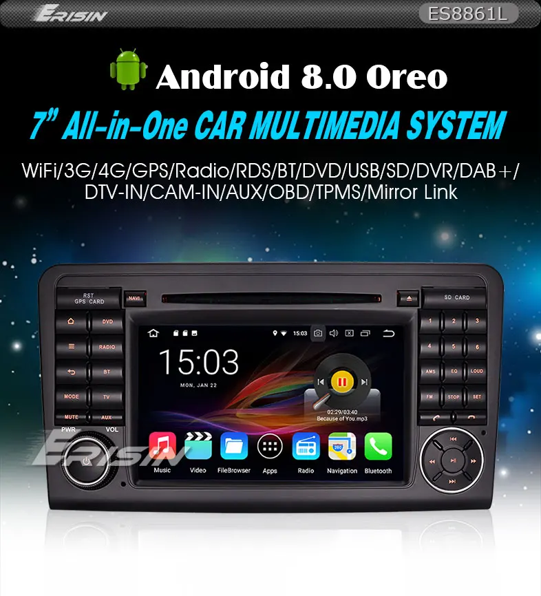Discount 7" Android 8.0 OS Car DVD Multimedia Navigation GPS Radio for Mercedes-Benz ML-Class W164 2005-2012 & GL-Class X164 2005-2012 1