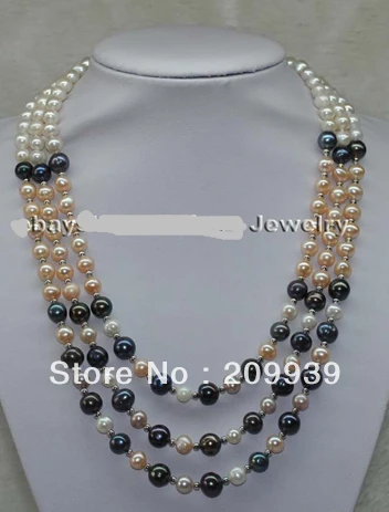 

huij 002855 18-20" 3strands 7-8mm multicolor freshwater pearl necklace
