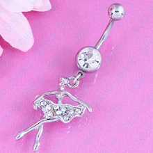 Envío gratis Ballet cuelgan bar vientre de mujer moda piercing joyería anillo accesorios 14 G de acero quirúrgico