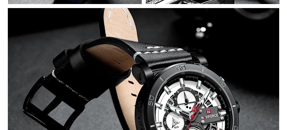 NAVIFORCE для мужчин s спортивные часы лучший бренд класса люкс водостойкие Секундомер Дата кварцевые часы кожа для мужчин наручные часы для мужчин
