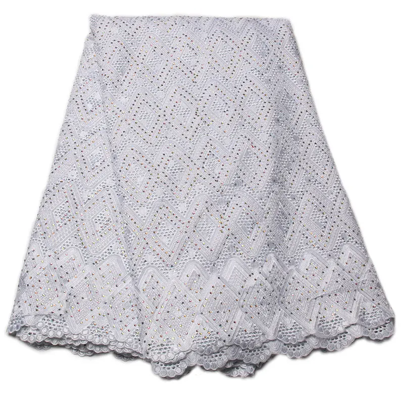 100% Cotton African White Lace Fabrics High Quality Swiss Cotton Voile ...