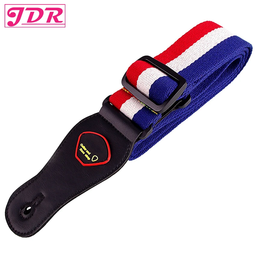 

JDR Guitar Strap National Flag Printed Adjustable Soft Cotton Guitar Strap with Leather Ends France