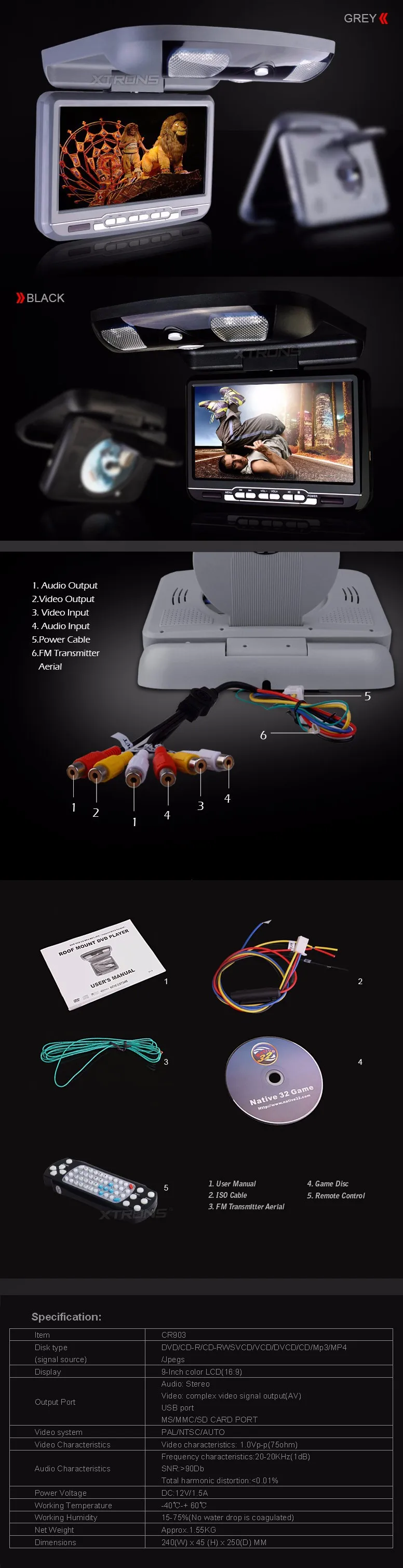 Perfect 9" Flip Down Car DVD Player Roof Mounted Monitor Support 32 Bits Game Ceiling Radio Stereo Swivel Function USB SD Overhead Video 3 Perfect 9" Flip Down Car DVD Player Roof Mounted Monitor Support 32 Bits Game Ceiling Radio Stereo Swivel Function USB SD Overhead Video 3