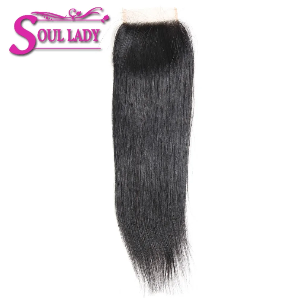 Soul Lady Hair продукты Бразильские прямые кружева закрытие натуральный цвет 8-20 дюймов 4x4 швейцарские кружева не Реми волосы