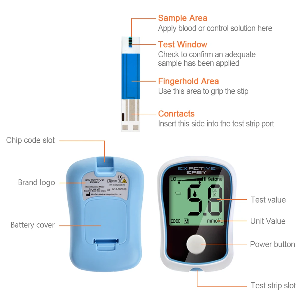 Глюкометр ELERA с тест полосками|blood glucometer|medidor de glicoseblood glucose monitor |