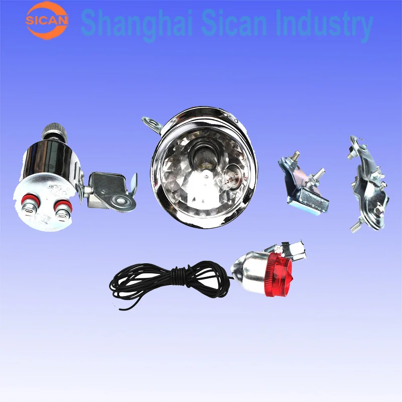 12v 6w Vintage Bicycle Bike Friction Power Generator/Dynamo Tail/Headlight Kit on