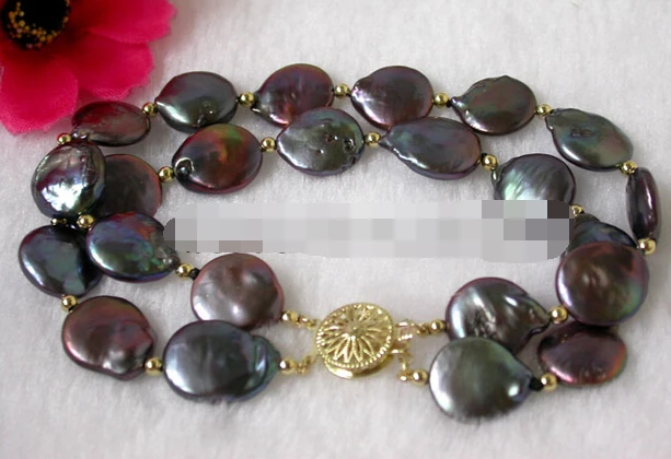 

08684 black coin pearl bracelet bangle