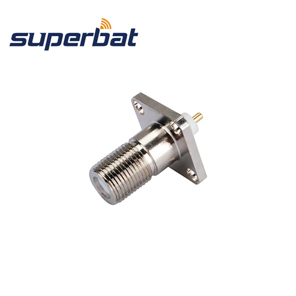 Superbat 2X 75ohm F 4 홀 패널 마운트 암, 케이블 RG58, RG400,RG142,LMR195용 확장 유전체 및 솔더 포스트 커넥터 포함