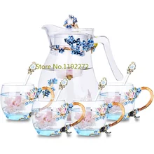 Стеклянная кружка для воды чайник бытовой цветок чай сок чашки термостойкие