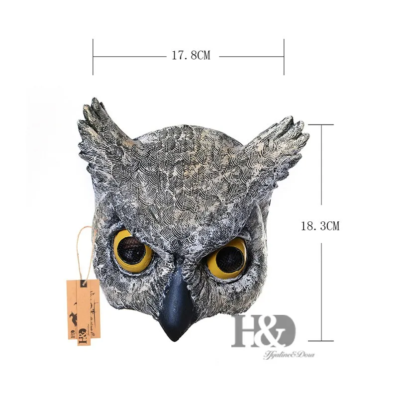 7 inch Half Head Owl Scary Latex Mask Party Mask Horror Masquerade Adult Animal Mask Halloween Props Costumes Fancy Dress Dear (5)