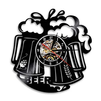 

1Piece Beer Cup Logo Vinyl Record Wall Clock Pub Bar Tavern Bartender Brew Brewery Cheers Alcohol Liquor Ale Drink Wall Clock