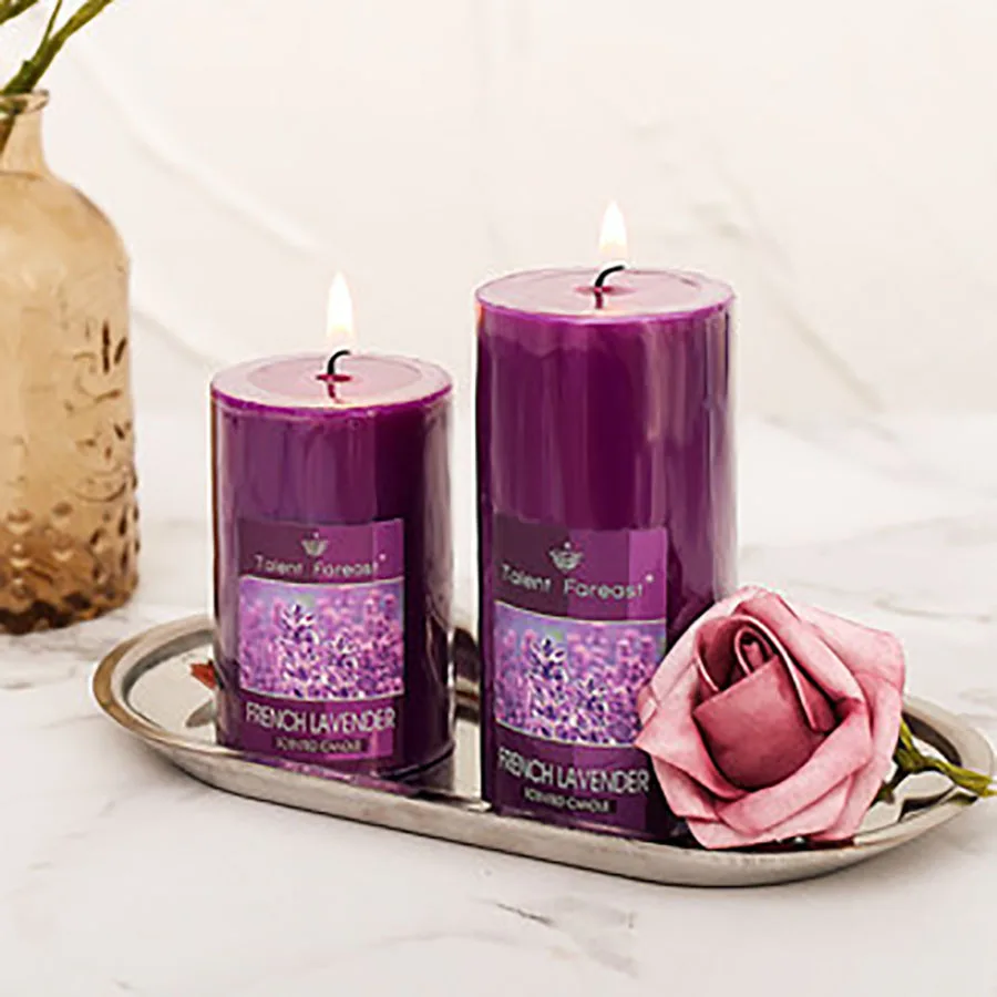 Plant Purple Lavender Wedding Candle Gift Romantic Pillar Birthday Candles Scented Tea Light Candels Home Decoration 30