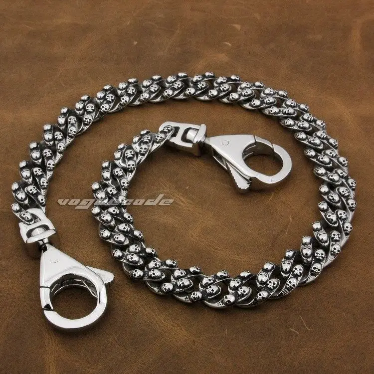 

14" ~ 36" Stainless Steel Mens Huge Biker Rocker Skull Wallet Chain 5Q012WC2_#24"