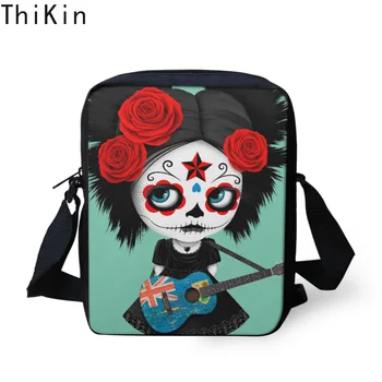 

THIKIN Cute Rock Skull Printing Women Crossbody Bag Kid Carry on Shoulder Bag School Mini Messenger Bag Casual Back with Zipper