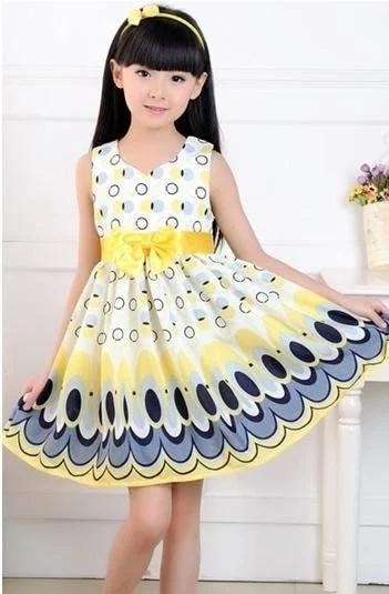 

Unkids Kids Girls Dress cute peacock color sleeveless princess dress circle Korean Fashion Blue children's clothing
