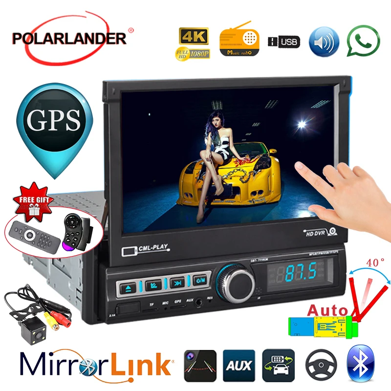 U Disk Playback Car Radio Car GPS Navigation 7 Inch Retractable Reversing Image 1 DIN Bluetooth  radio cassette player Autoradio