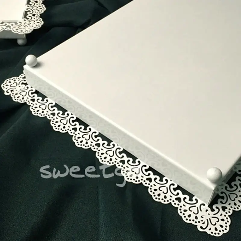 Поднос для свадебного украшения SWEETGO, металлическая железная белая прямоугольная тарелка для торта, Аксессуары для инструментов, вечерние формы для выпечки