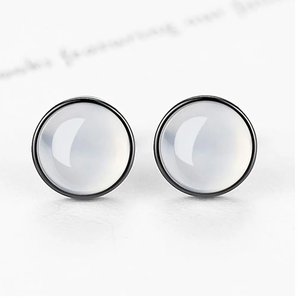 Женские серьги гвоздики с лунным камнем ANENJERY 925 пробы серебро S E283|colorful stud earings|stud