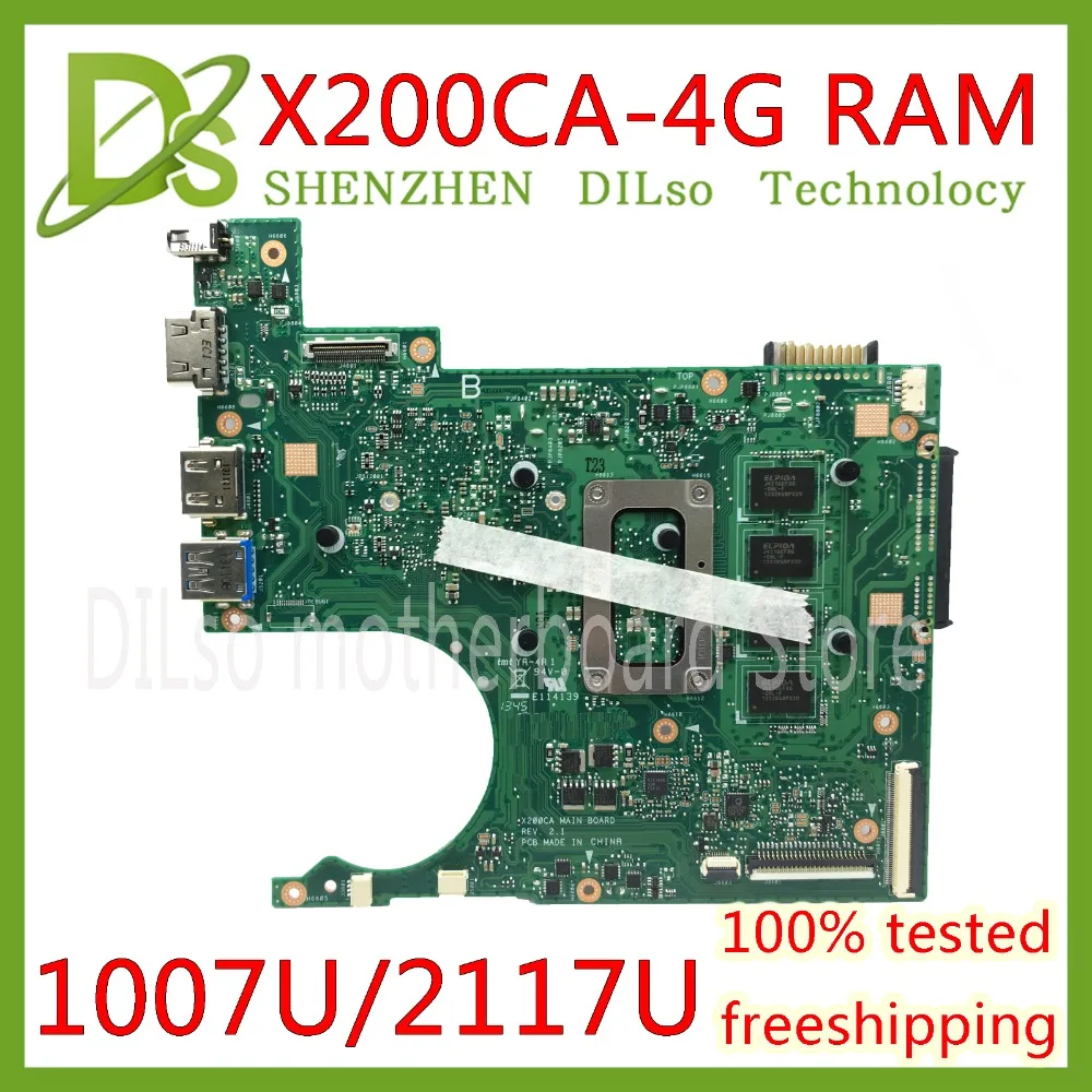 KEFU X200CA For ASUS X200CA X200CAP Laptop Motherboard 1007U/2117U CPU 4GB MEMORY motherboard REV2.