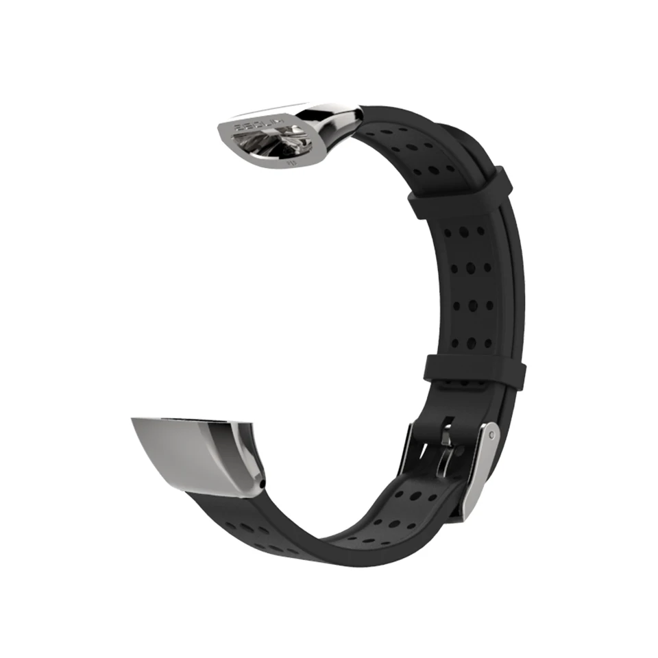 Ремешок на запястье для huawei Honor Band 3 Смарт-часы из нержавеющей стали с пряжкой силиконовый браслет напульсники для huawei Sport Band 2 Pro - Цвет: Silver Black