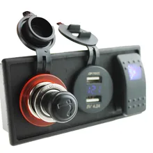 DC12V-24V 4.2A двойной USB порт вольтметр розетка с кулисный переключатель держатель корпус комплект для автомобиля Лодка RV мотоцикл