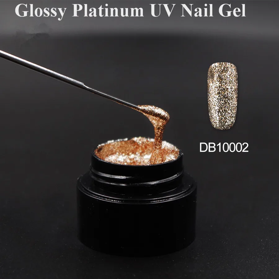 Monasi UV Gel Nail Polish 3D Glossy Platinum Glitter Gel Diamond Gold Bright Shiny Lacquer Brilliant Soak Off Nail Varnish
