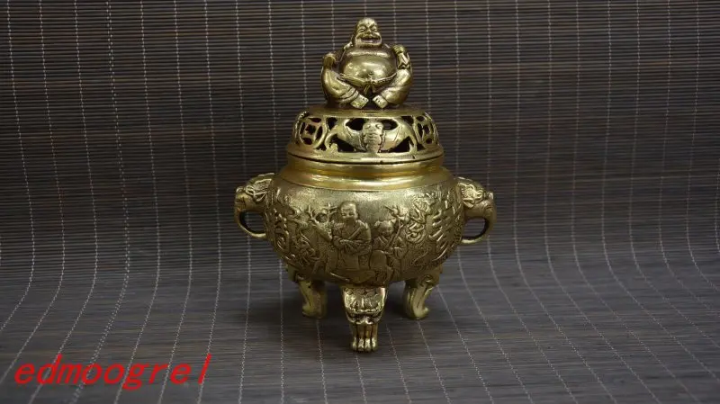 

Antique Old MingDynasty copper censer, hand-carved crafts,best collection&adornment,free shipping