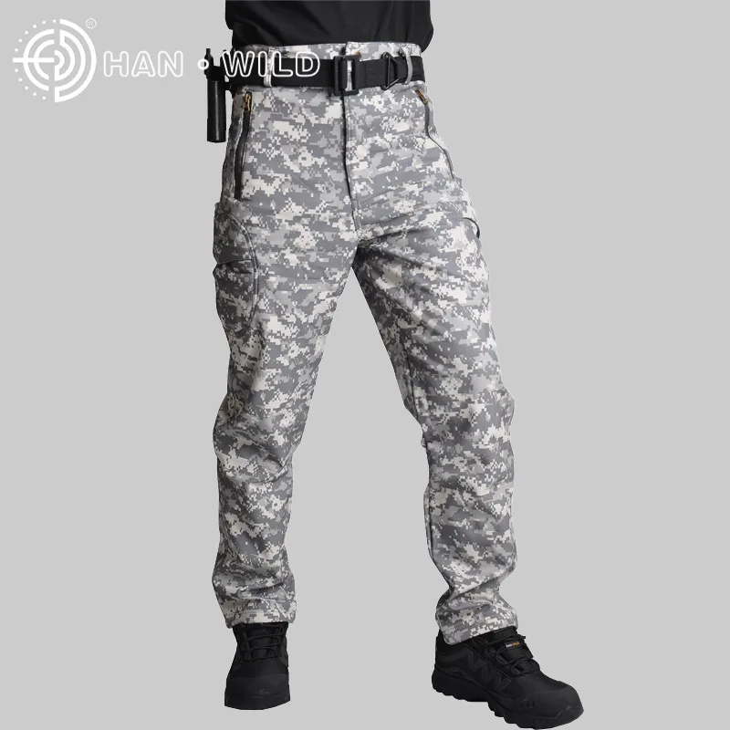 Poco de la piel de tiburón, impermeable a prueba de viento al aire libre senderismo Trekking CS caza de camuflaje pantalones hombres pantalones de lana pantalones de ejército Pantalones Poco de la piel de tiburón, impermeable a prueba de viento al aire libre senderismo Trekking CS caza de camuflaje pantalones hombres pantalones de lana pantalones de ejército Pantalones
