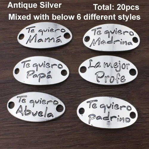 20 шт./лот,, модные античные серебряные соединители TequieroMama, подвеска, браслет из тибетского серебра, застежки, бусины 38x19 K04337