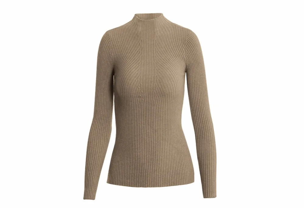 FATIKA, Женский вязаный свитер с высоким воротом, Женский вязаный тонкий пуловер, Женская универсальная тонкая рубашка с длинным рукавом