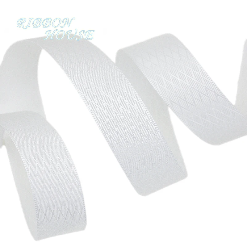 

(10 yards/roll) White Diamond double face satin ribbon gift wedding ribbons