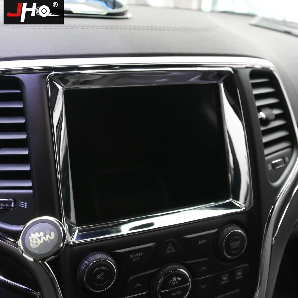 

JHO ABS Chrome GPS Navigation Screen Frame Cover Trim For Jeep Grand Cherokee 2014 2015 2016 2017 Interior Car Accessories Silve