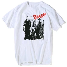 Для мужчин Для женщин печать рок-группы The Clash летняя футболка с О-образным вырезом короткий рукав Лондон вызова музыки футболка летние топы белого цвета