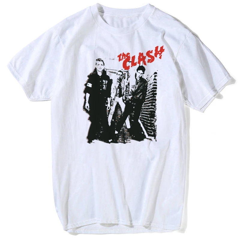 

2019 Men Women Printing Rock Band The Clash T-shirt Summer O-Neck Short Sleeve London Calling Music T-shirt summer white tops