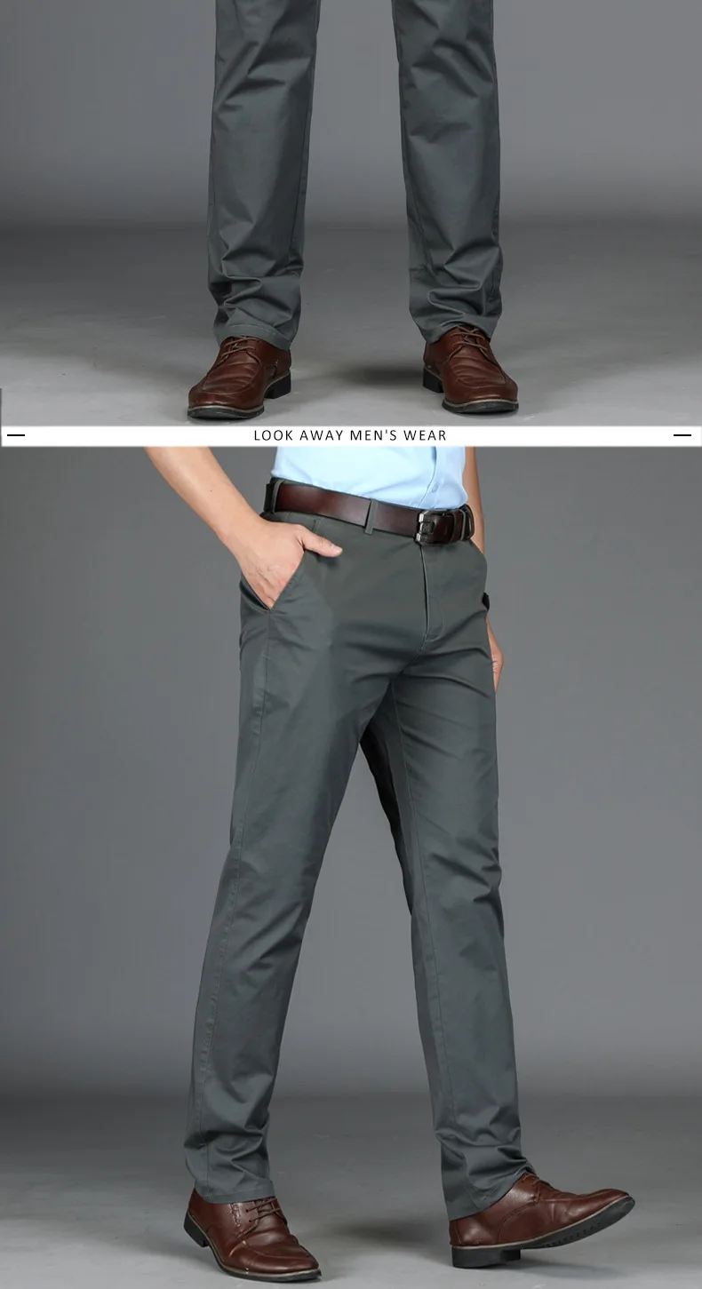 Летний стиль тонкие мужские повседневные брюки с высокой талией хлопок мужские свободные прямые длинные костюмы брюки среднего возраста бизнес досуг брюки