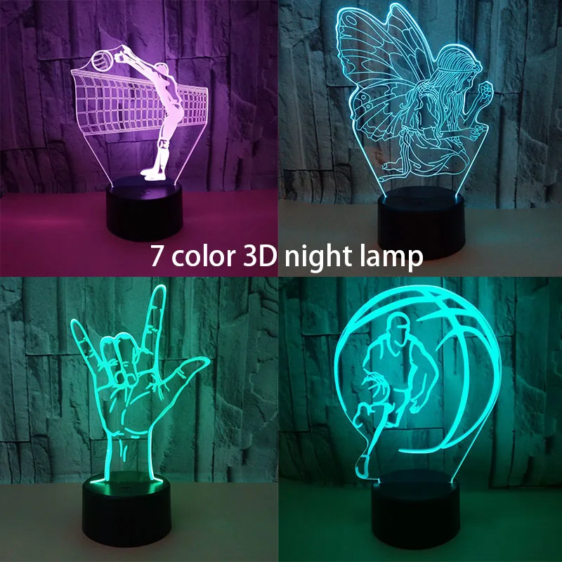 

USB Novelty 3D Led I Love You Sign Language Night Light 7 Colors Mood Gesture Table Lamp Kids Bedside Decor Sleep Lighting Gifts