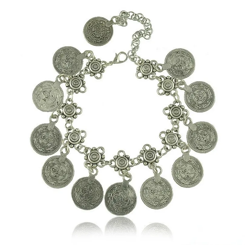 

Fashion Jewelry Bohemian Vintage Anklet Style Carved Coin Short Bracelet Anklet Exaggerated Bohemian Anklet
