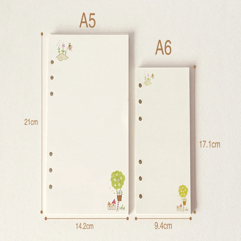 Kawaii аксессуары для ноутбуков A5 A6 планировщик наполнитель бумаги 6 отверстий спираль внутренняя страница еженедельно ежемесячно 45 листов/набор внутри