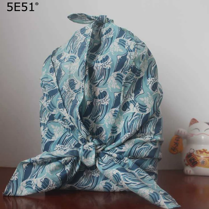 

Japanese style table cloth kerchief furoshiki cotton 100%/ wave printed 70cm/Many uses