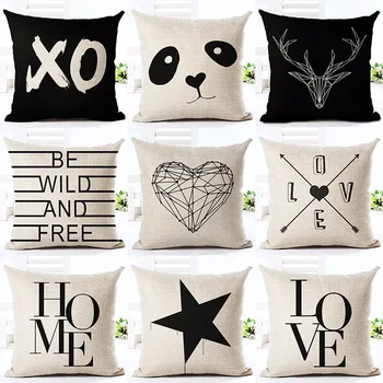 

Nordic Style Geometry Love Sentences Panda Printed Pillow Cases Black Star Shape Home Decoration Cushion Cover Almofadas Cojines