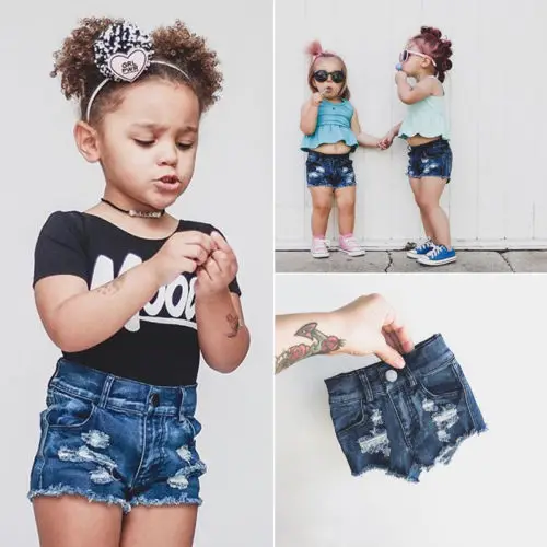 baby girl distressed shorts