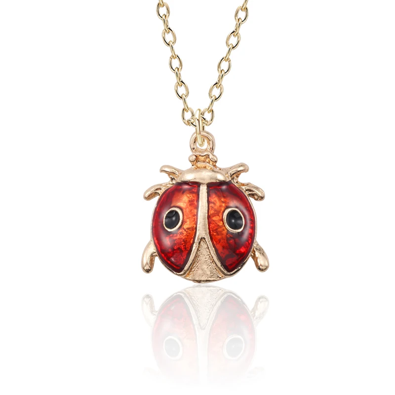 

Lovely Enamel Insect Animal Necklace For Women Mini Beetle Ladybug Ladybird Necklaces Pendants Gold Jewelry For Kids Collier
