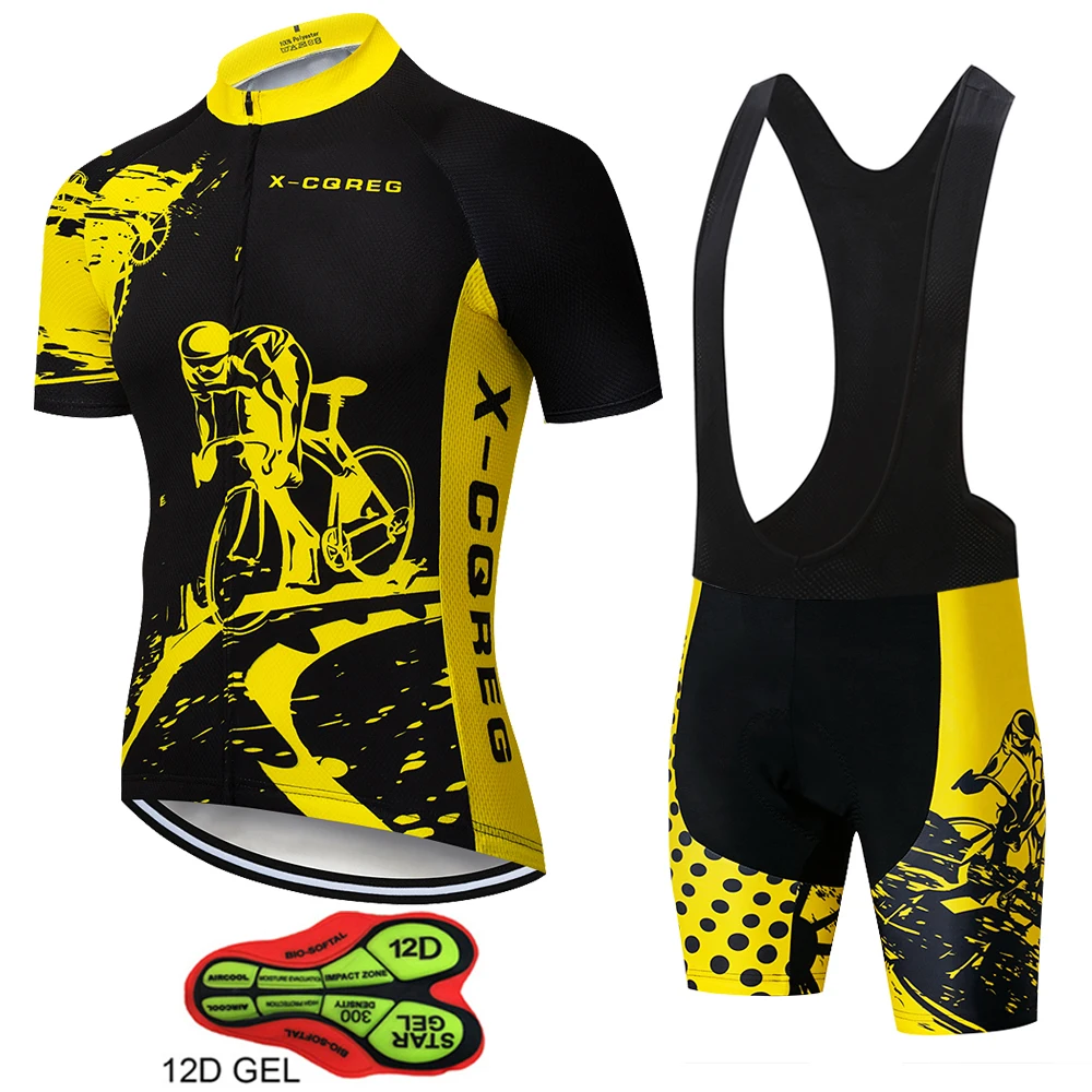 2019 equipo X-CQREG Ropa de Ciclismo jersey de bicicleta 12D almohadillas de GEL para hombre Ropa de Ciclismo verano Camisetas de Ciclismo pantalones cortos de bicicleta