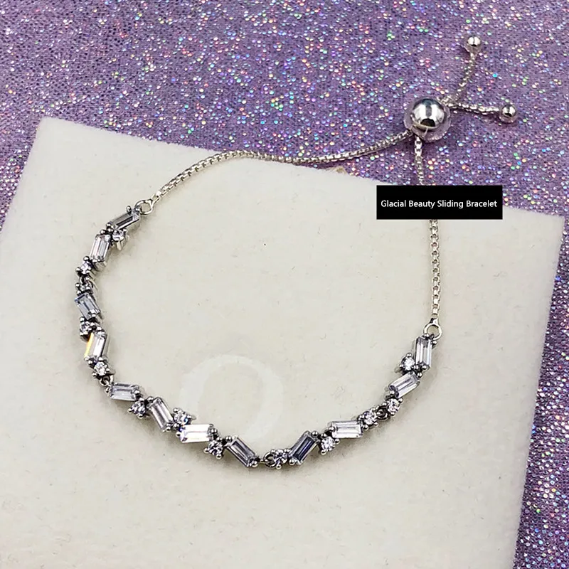 

2019 NEW Charm Carved Silver 925 chains Glacial Beauty Sliding Bracelet women,cz bracelets
