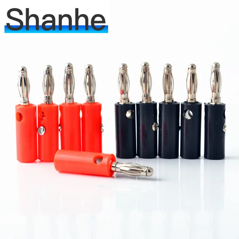 

10pcs PLATED SPEAKER WIRE CABLE BANANA 4MM PLUG BLACK RED CONNECTOR SET