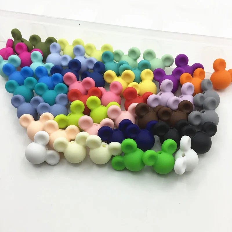 Новинка силиконовые бусины с рисунком Микки Мауса 30 шт./лот|teething beads|loose beadssilicone beads