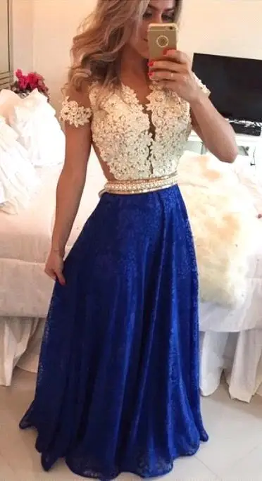 vestido longo com corpete de renda